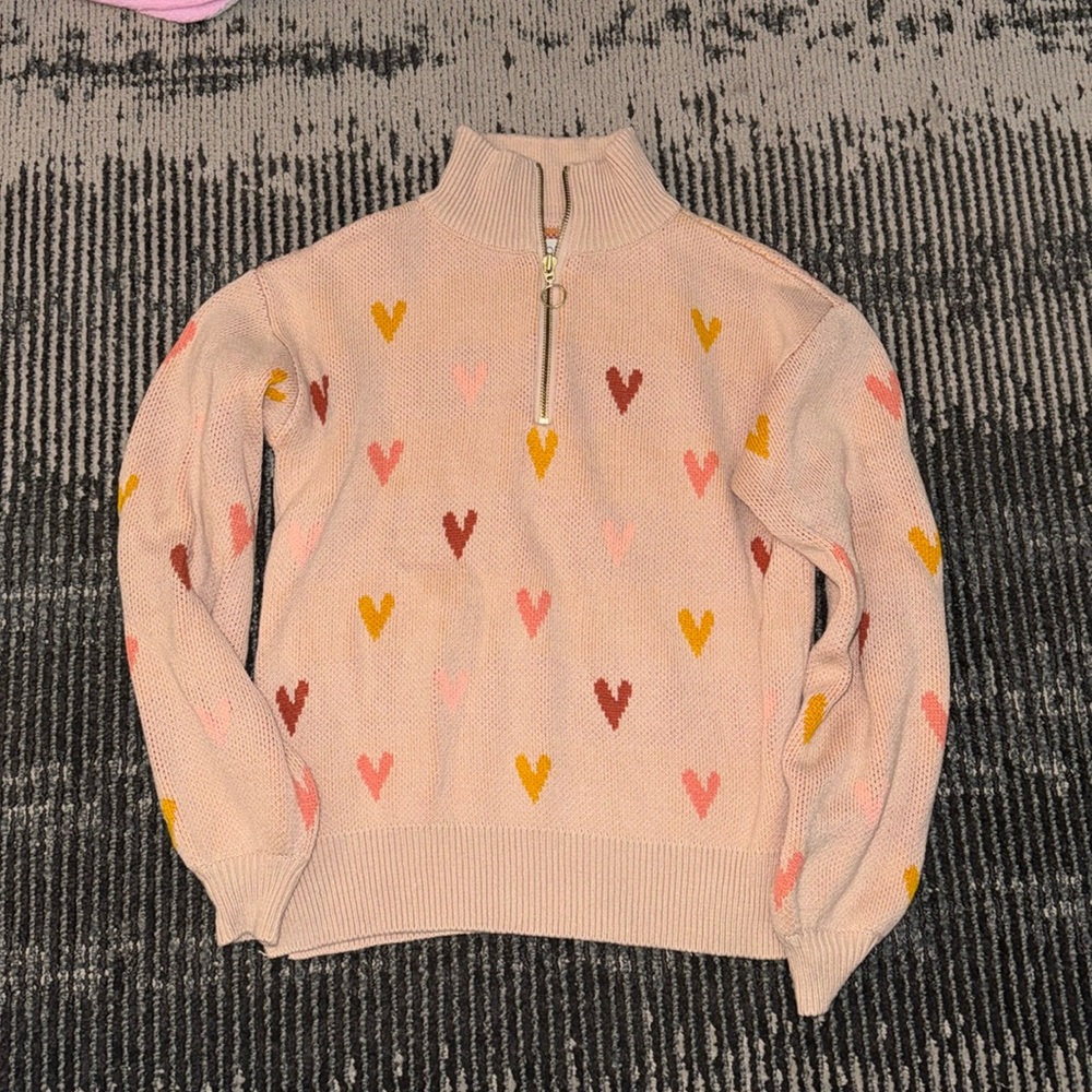 LOFT heart half zip sweater